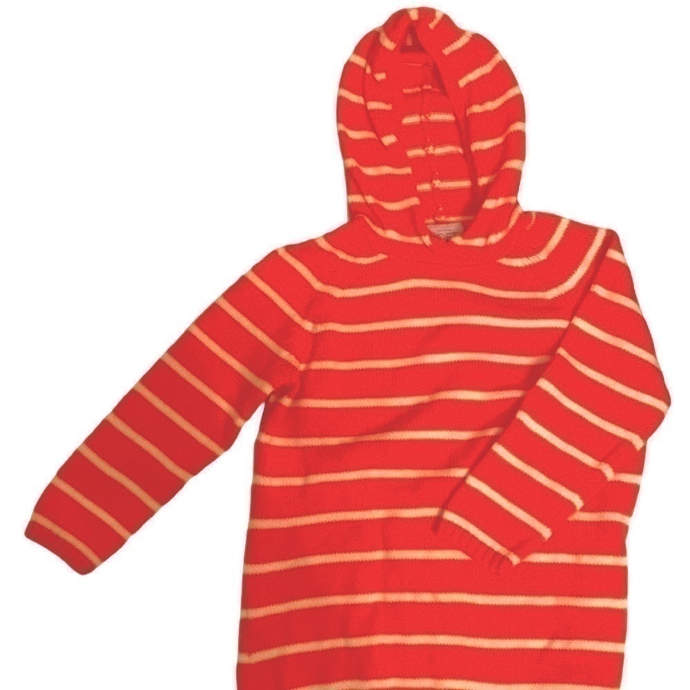 Orange and White Stripped 100% cotton hoodie. 3/4 length sleeves.NWOT. Size PS.
